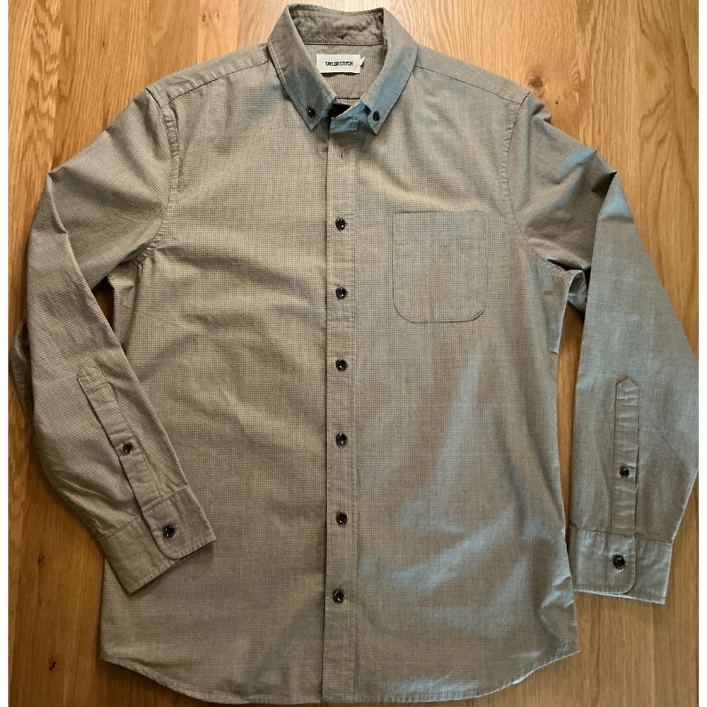 Taylor Stitch The Jack Shirt 38 Brown Micro Check Organic Cotton Button Down